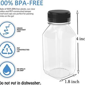 10 Pcs 5 oz Plastic Juice Bottl, Reusable Transparent Bulk Beverage Container With Black Lid, Suitable For Juice, Milk And Other Beverages