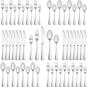 40 Piece Silverware Set Service for 8,Premium Stainless Steel Flatware Set,Mirror Polished Cutlery Utensil Set,Durable Home Kitchen Eating Tableware Set,Include Fork Knife Spoon Set,Dishwasher Safe